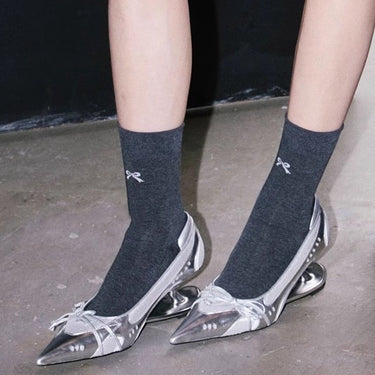 Retro Racing Shoes Suspension Profiled Heel Pointed Low-cut High Heels